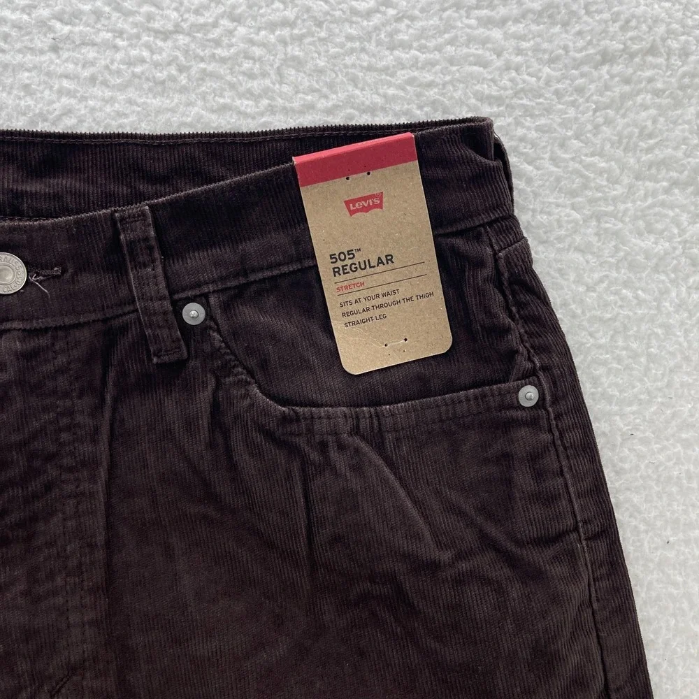 Levi's Pant's Men's 32x30 Brown 505 Corduroy Pinwale Regular Fit Straight Preppy
